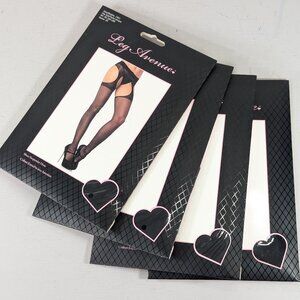 LOT OF 4 Black Leg Avenue Sheer Suspender Hose